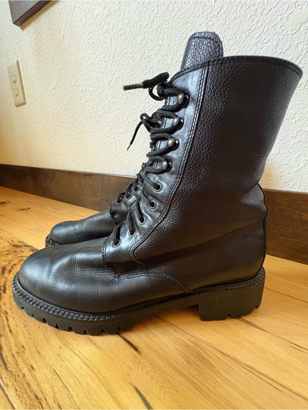 Gorsuch Black Lace-Up Combat Boots for Women